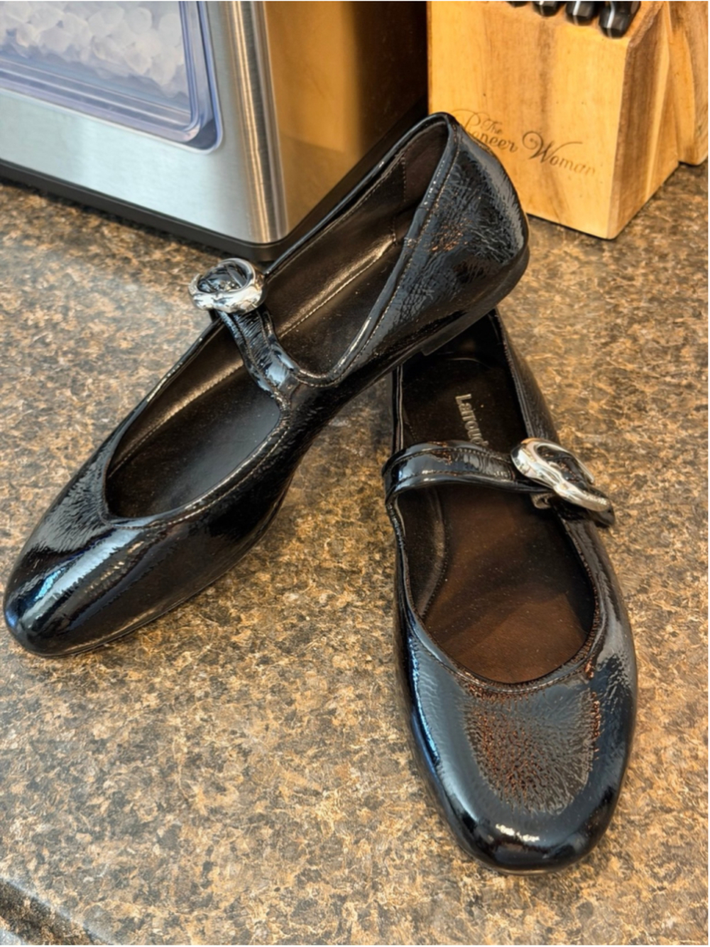 New Larroudé Blair Ballet Flat Black Patent Leather Shoes